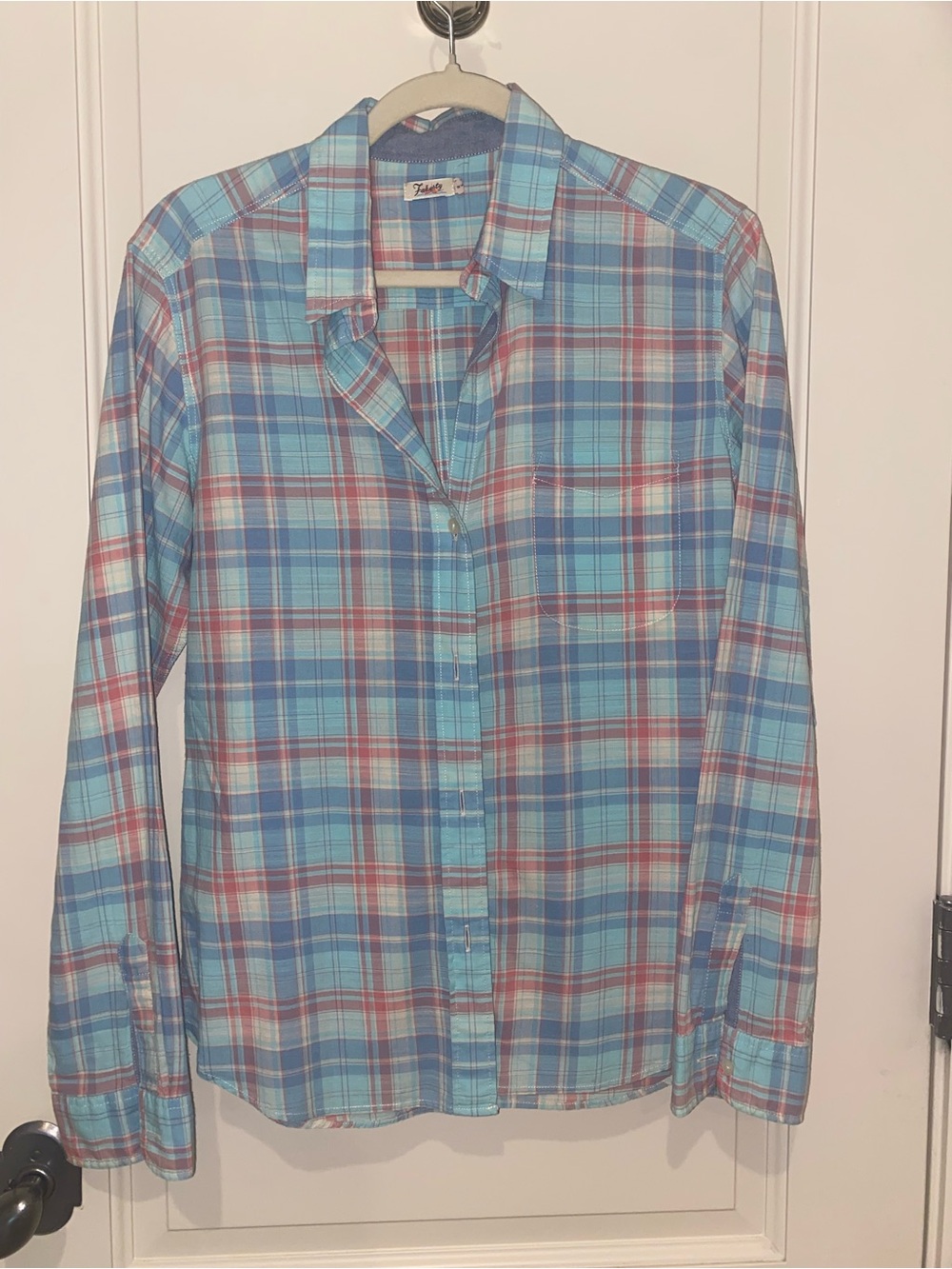 Faherty Light Blue Women’s Plaid Button-Down Shirt